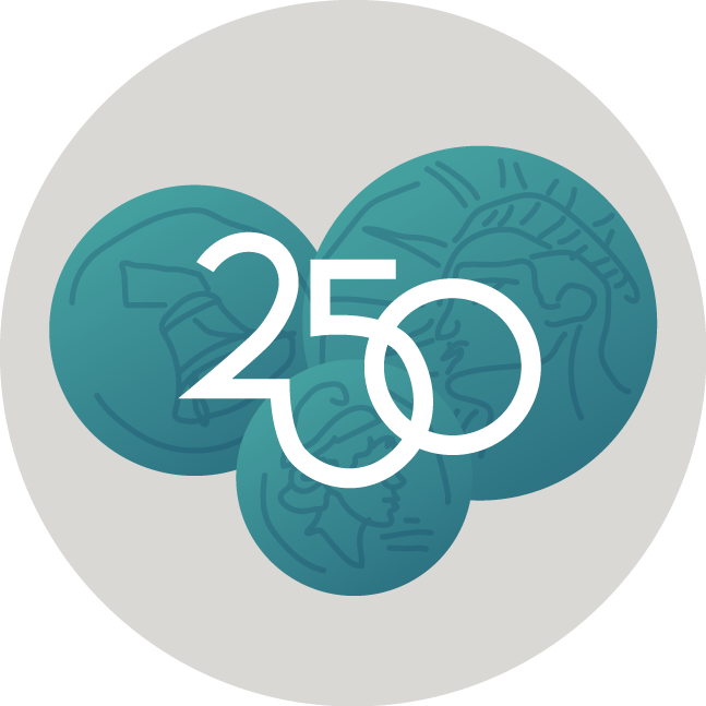 three coins with the number 250