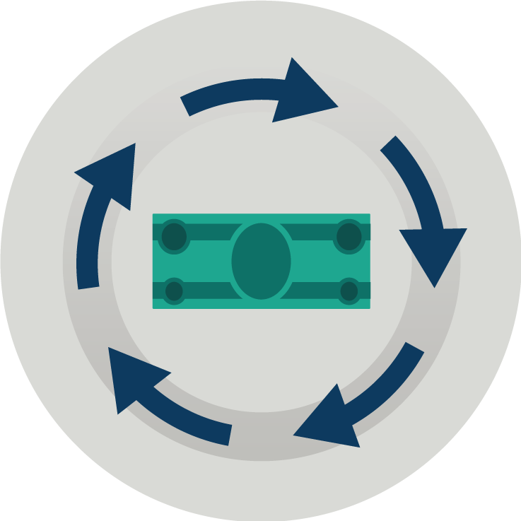 illustrated dollar surrounded by arrows