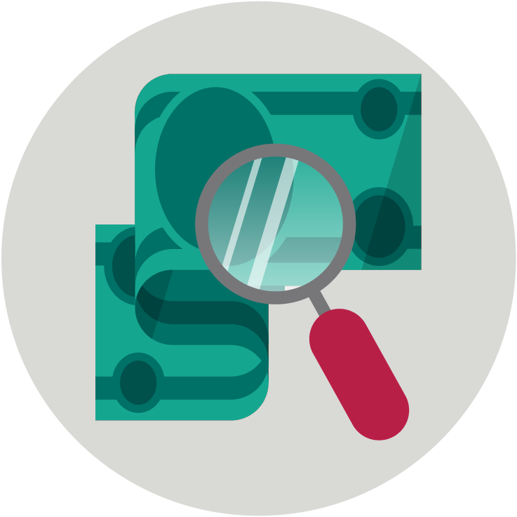 dollar and magnifying glass icon