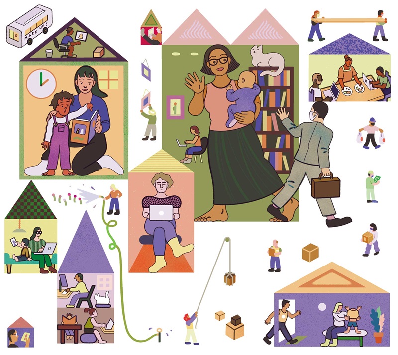 Parents and kids illustration