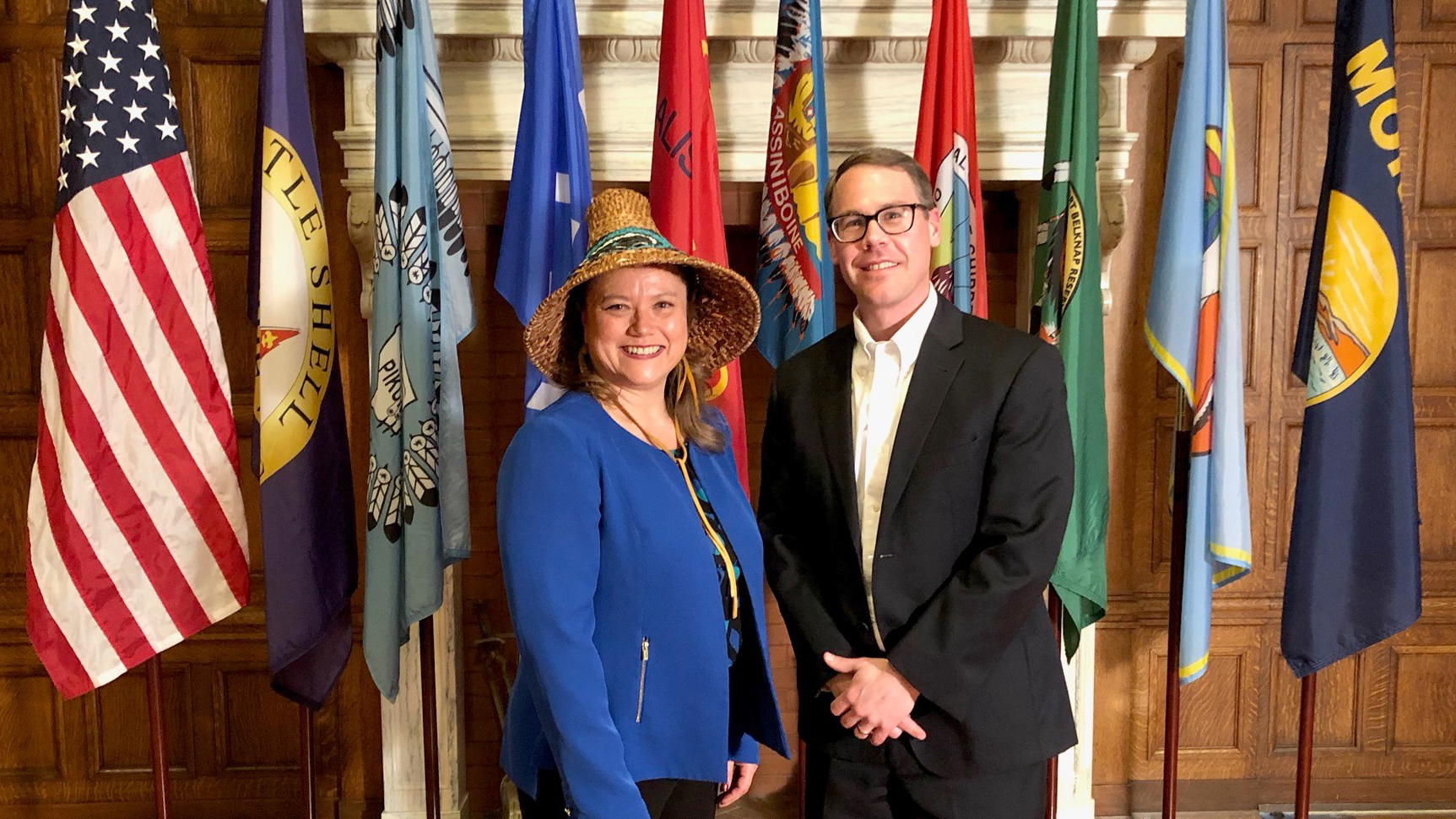 Casey Lozar and Fawn Sharp at the 2020 Tribal Leaders Roundtable