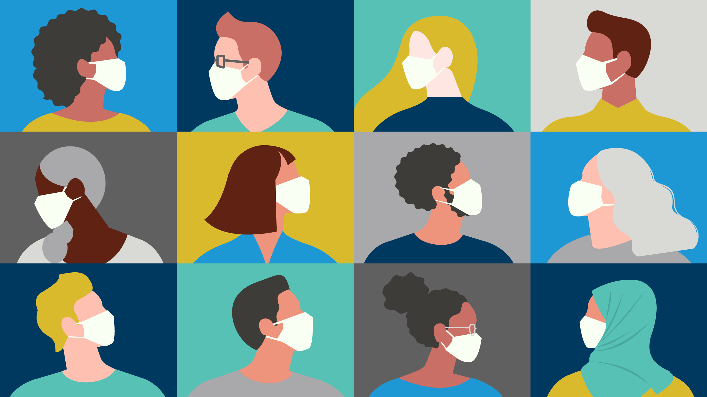 Illustration of people wearing masks