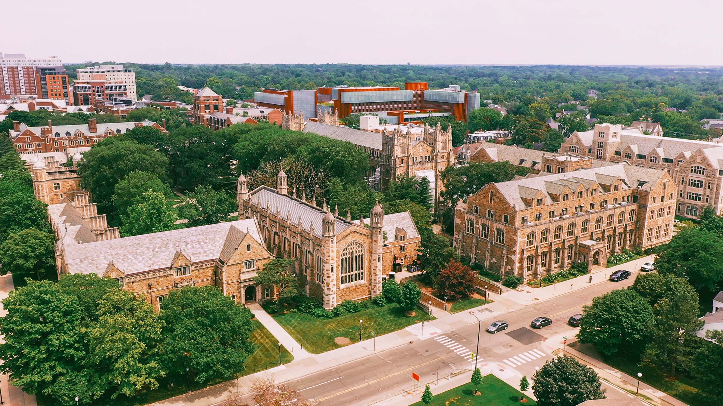 Overhead image of a college campus