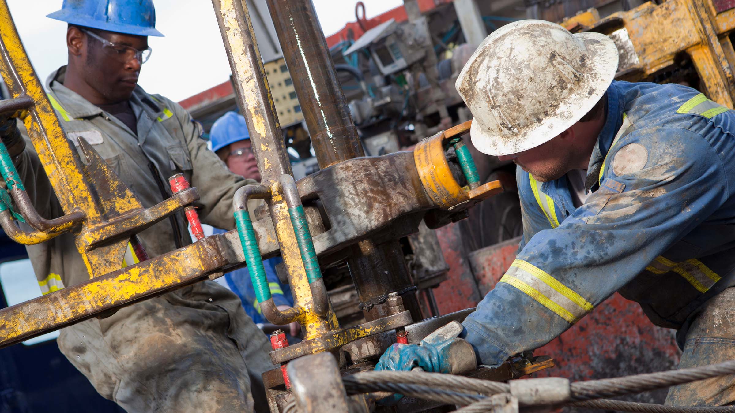 Oil workers at work
