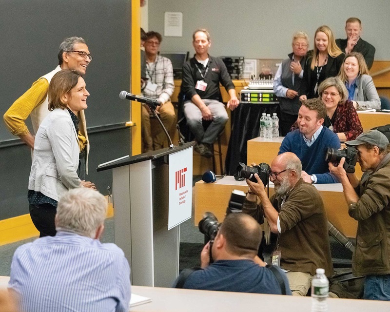 Duflo and Banerjee give remarks and answer questions at MIT