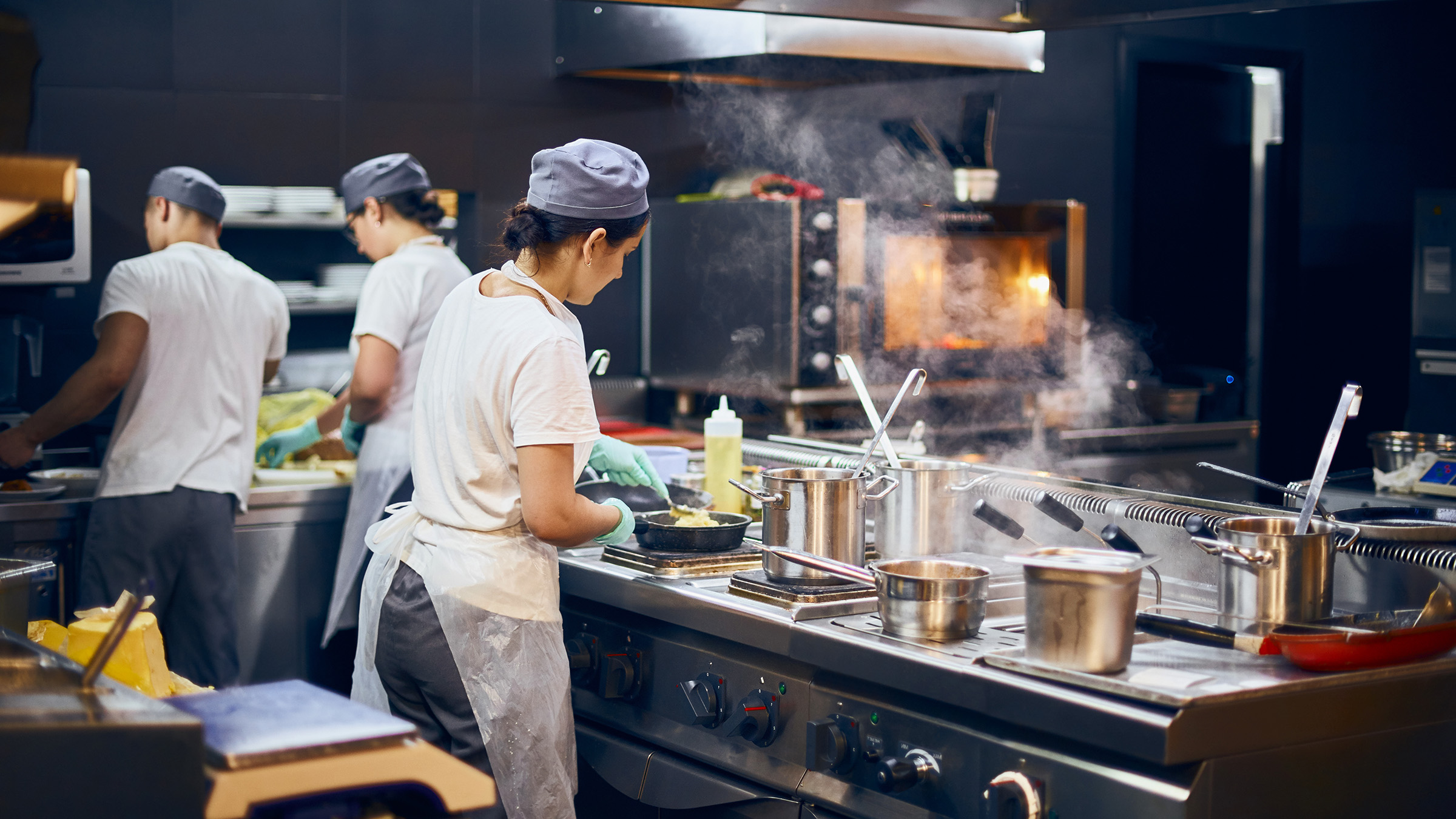 People working in a kitchen