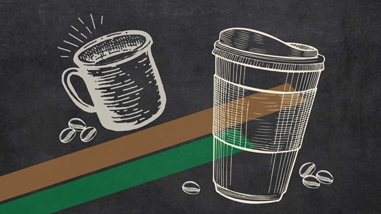 Illustration of coffee mug and coffee cup