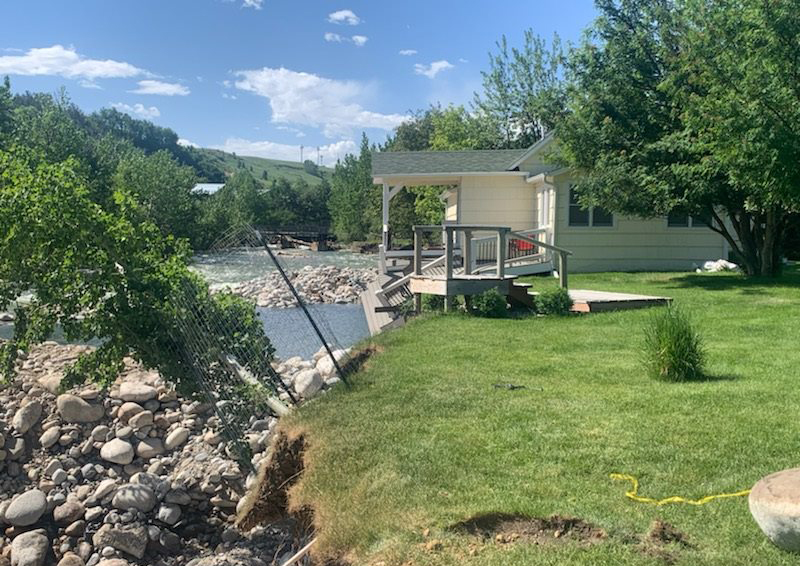 Home damaged by flooding in Montana, near Yellowstone National Park