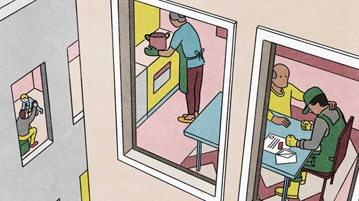 Illustration of people in their apartments