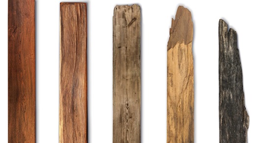 Pieces of wood that are increasingly worn