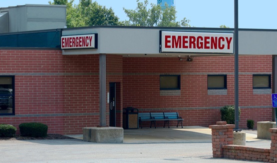 Exterior of a small rural hospital emergency department