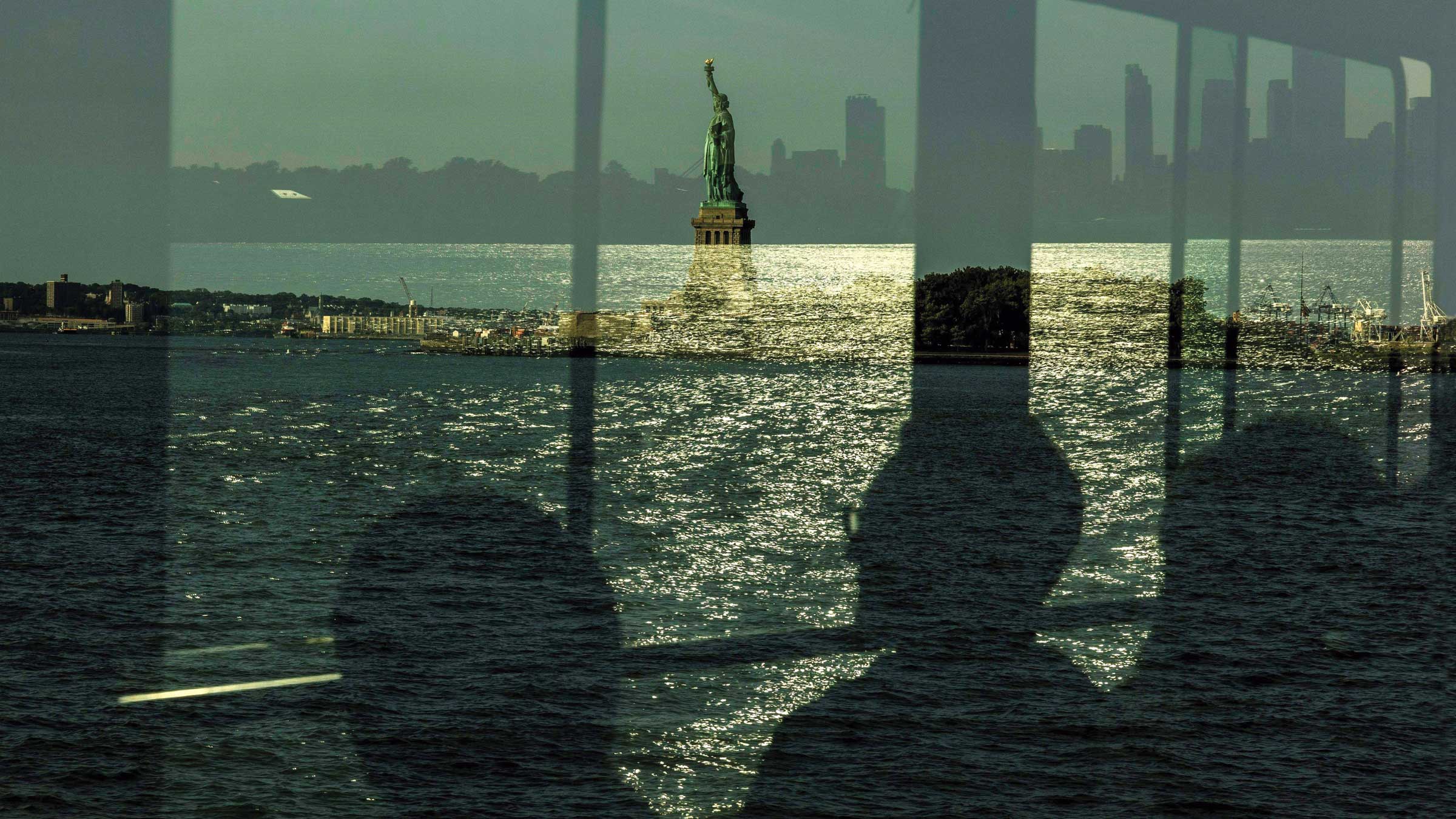 View of Statue of Liberty from ferry window