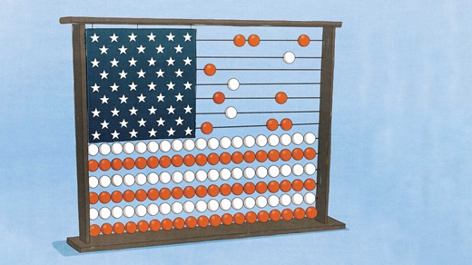 Illustration of slide rule that looks like an American flag 