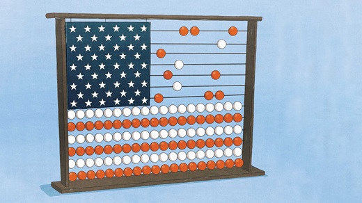 Illustration of slide rule that looks like an American flag