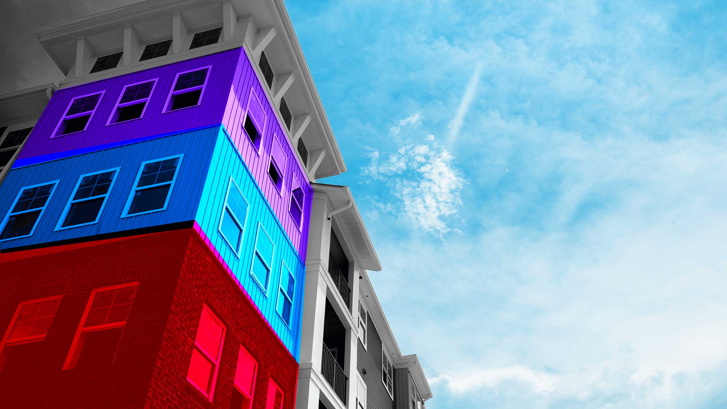 Corner of building with bar graph overlay