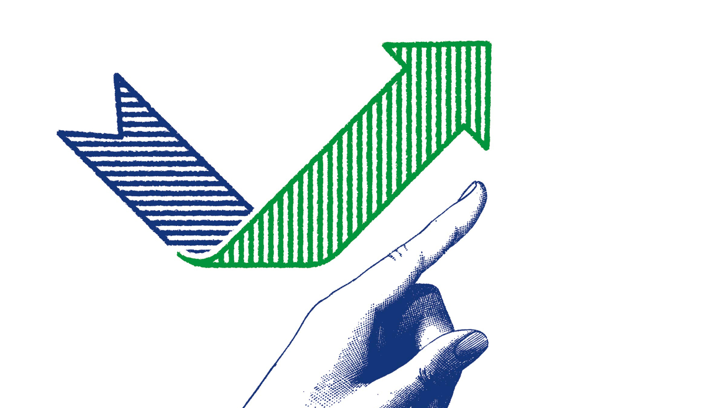 illustration of arrow and finger, both pointing upwards