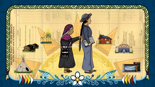 Digital ledger art featuring a grandmother braiding her granddaughter's hair