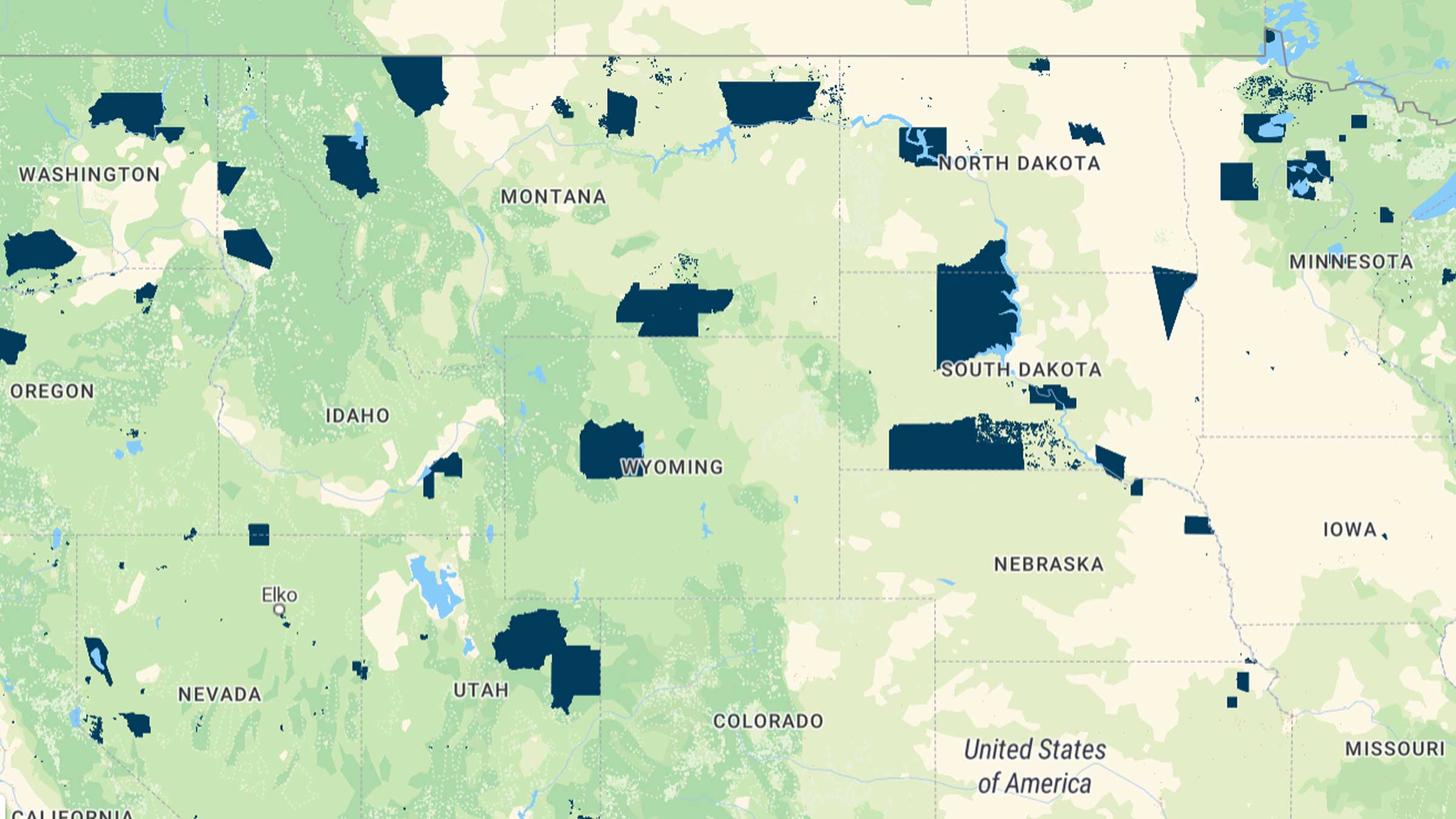 USA map with reservations shaded in