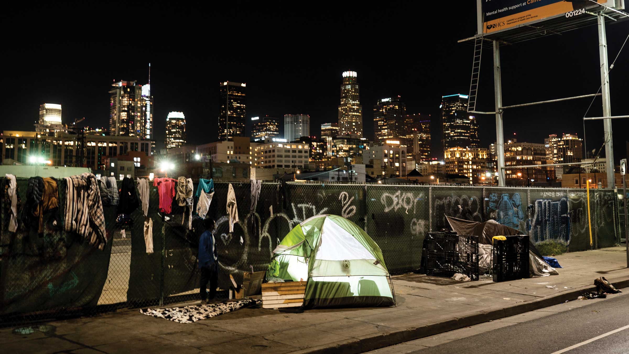 Photo of tent in city