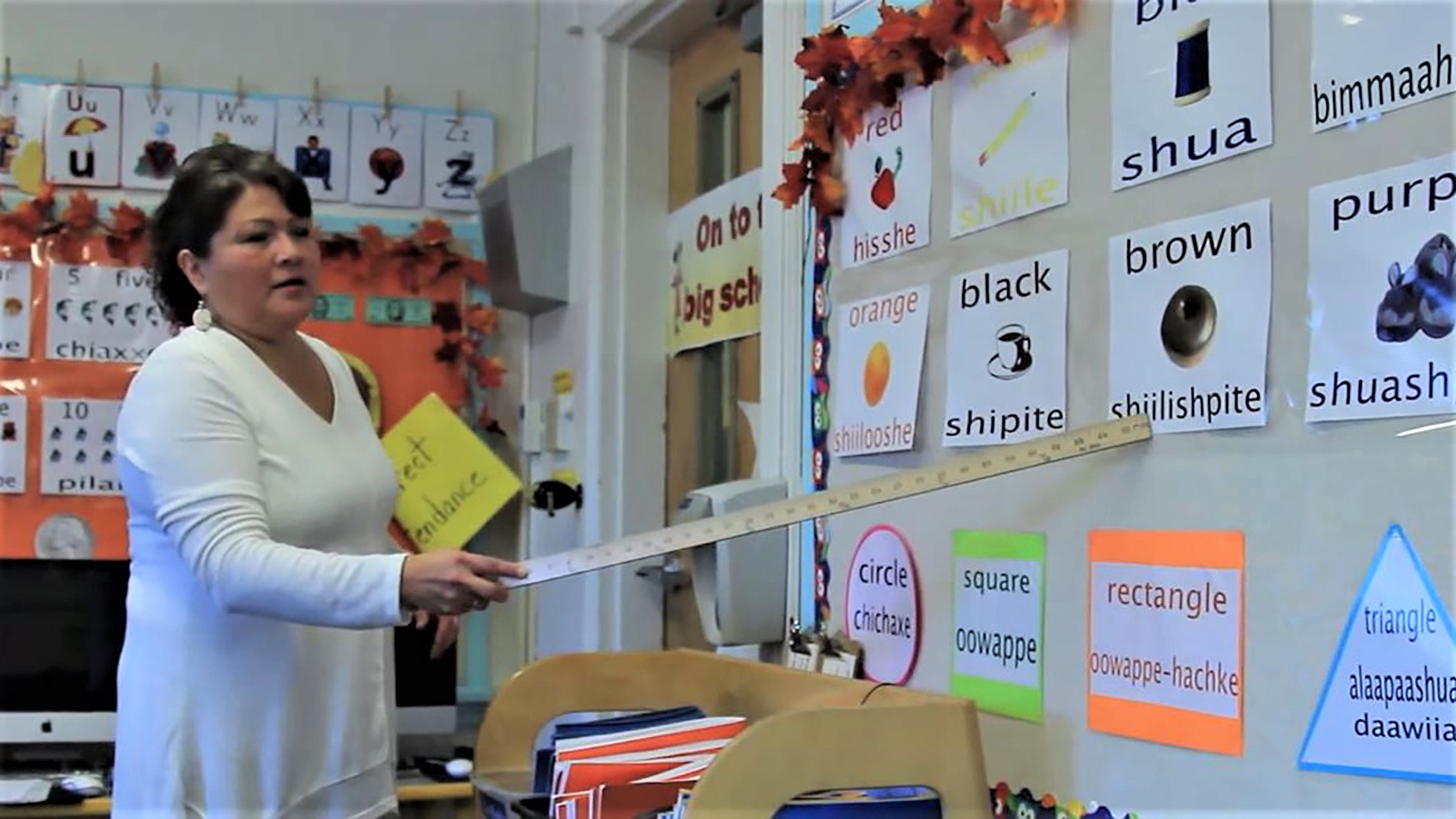 A Crow language immersion classroom at Crow Agency School