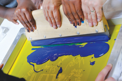 Screen printing is one of many visual arts media taught by Free Arts Minnesota, a Minneapolis-based organization that works with at-risk youth.