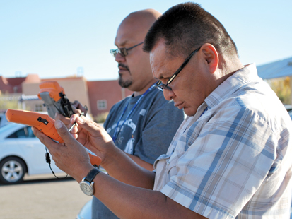 Participants at the National Tribal Geographic Information Support Center’s 2012 National Tribal GIS Conference use Global Positioning System devices for field data collection.