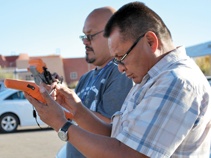 Participants at the National Tribal Geographic Information Support Center&rsquo;s 2012 National Tribal GIS Conference use Global Positioning System devices for field data collection.