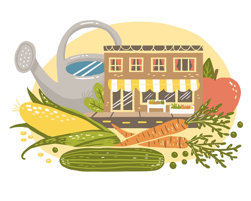 North Minneapolis food, detail with corner store, 2 column