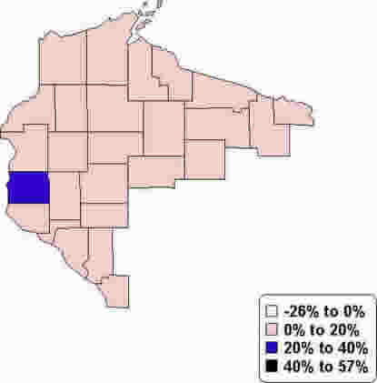 Chart-Percent Change in Population-Wisconsin, 1990-2000