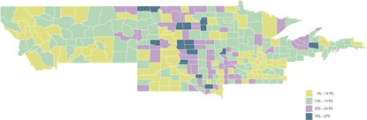 U.S. Map People 65 and Over as a Percent of Total Population 2000