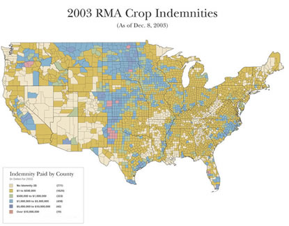 U.S. Map: 2003 RMA Crop Indemnities