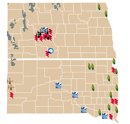 Natural Resources Map North and South Dakota