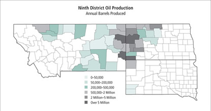 Map: Ninth District Oil Production