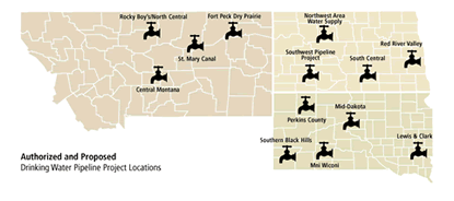 Ninth District Map of Authorized and Proposed Drinking Water Pipeline Project Locations