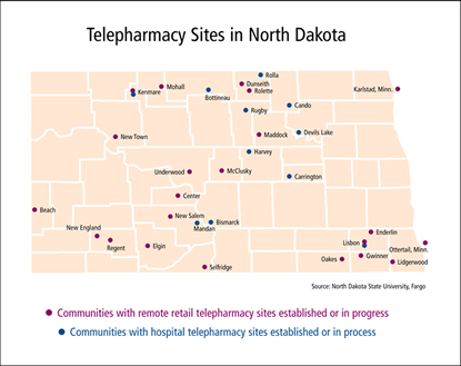 Map: Community and Institutional Pharmacies in North Dakota