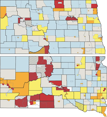 North and South Dakota Map