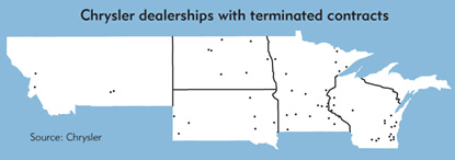 Chrysler dealerships with terminated contracts