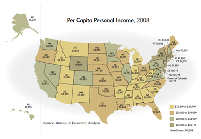 Per Capita Personal Income, 2008
