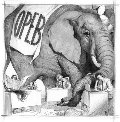 OPEBs: What lies beneath the balance sheet: Illustration by Tyler Jacobson
