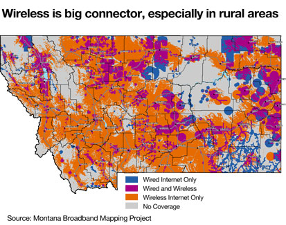Map 2: Wireless is a big connector, especially in rural areas