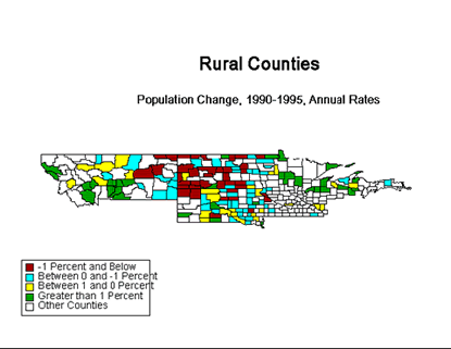 Chart: Rural Counties Population Change 1990-1995
