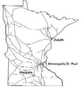 Map Minnesota Railroads
