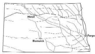 Map North Dakota Railroads