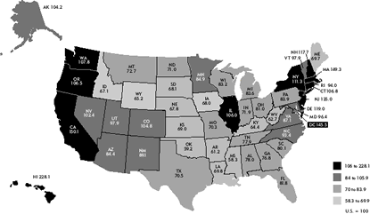Map: Relative Median Existing Home Price Index