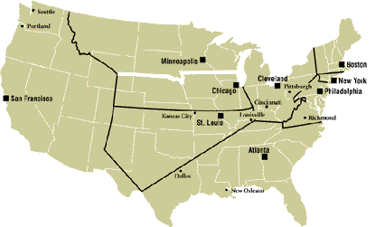 Map of earlier Fed district proposal