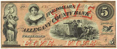 Bank Note Allegany County Bank, Maryland