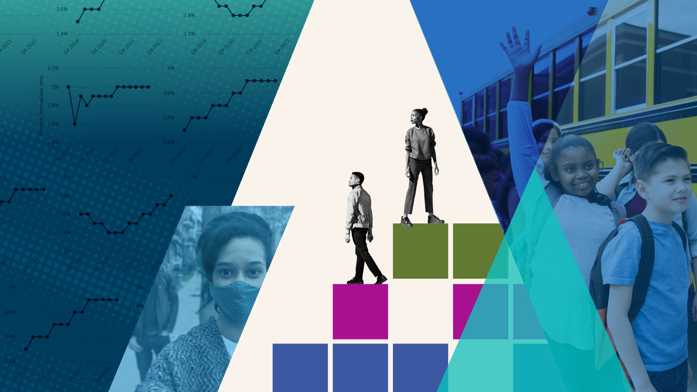Collage of 2020 Minneapolis Fed initiative imagery