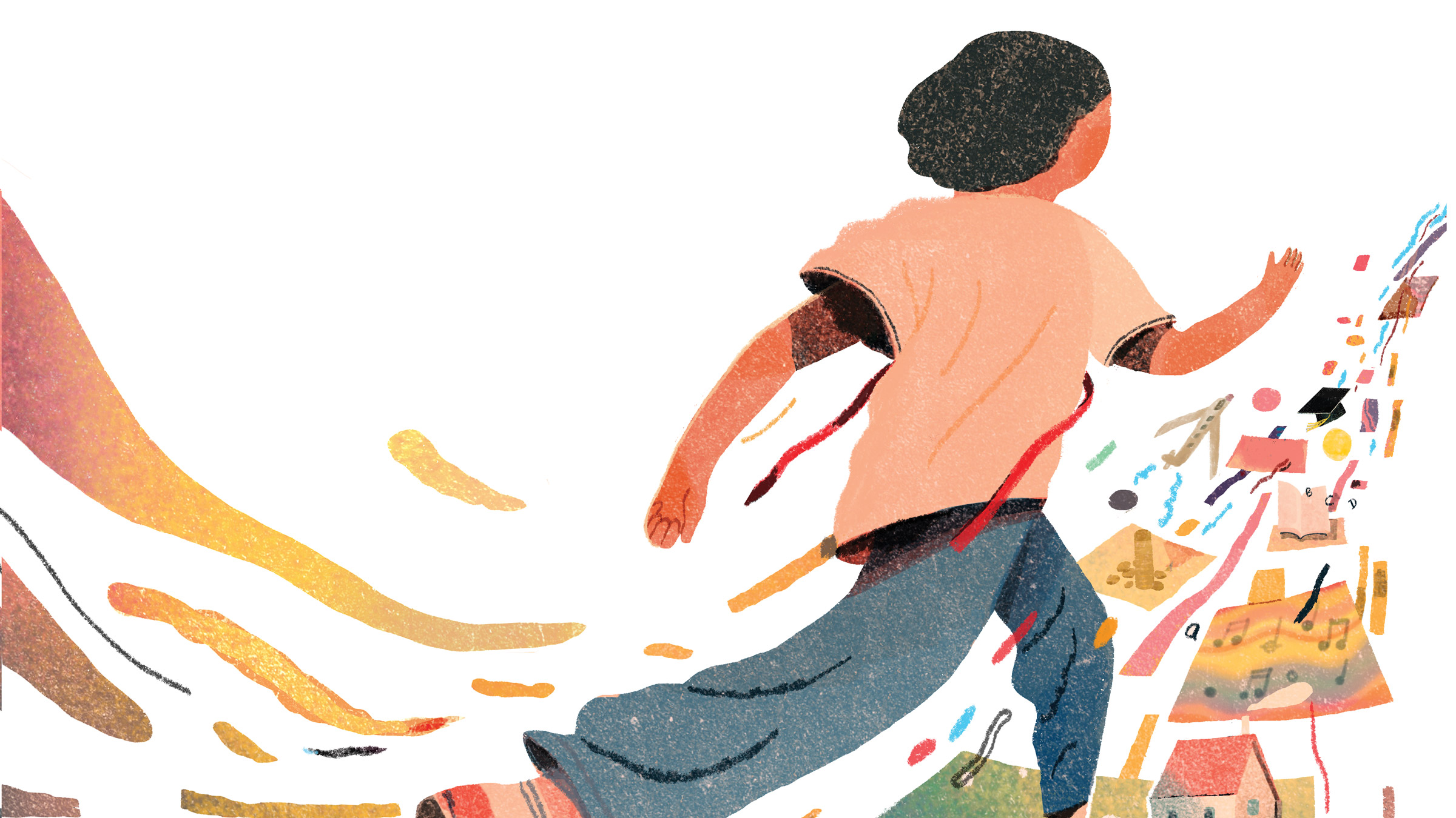 Illustration of person running towards opportunity