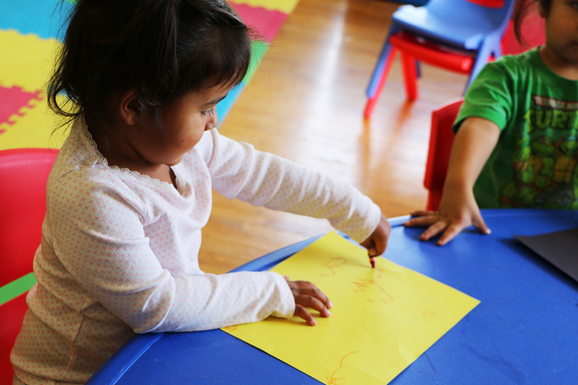 Lakota Immersion Childcare enrolls children as young as age 16 months and up to five years old.