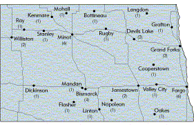 North Dakota Map of Call Centers